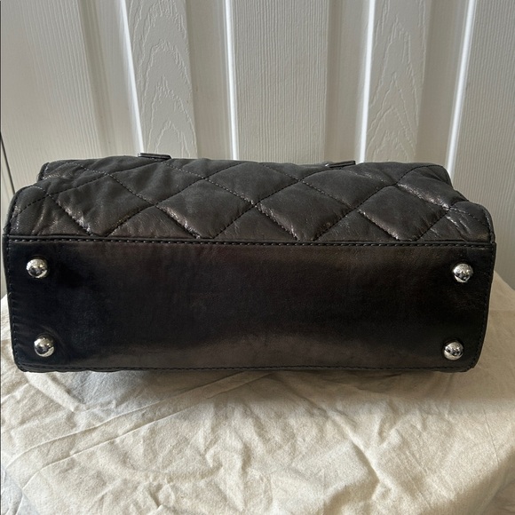 Michael Kors Quilted Charcoal Satchel with Silver Lock - Picture 3 of 5